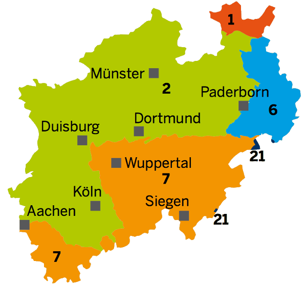 Karte Gebiete für Regiosaatgut n NRW